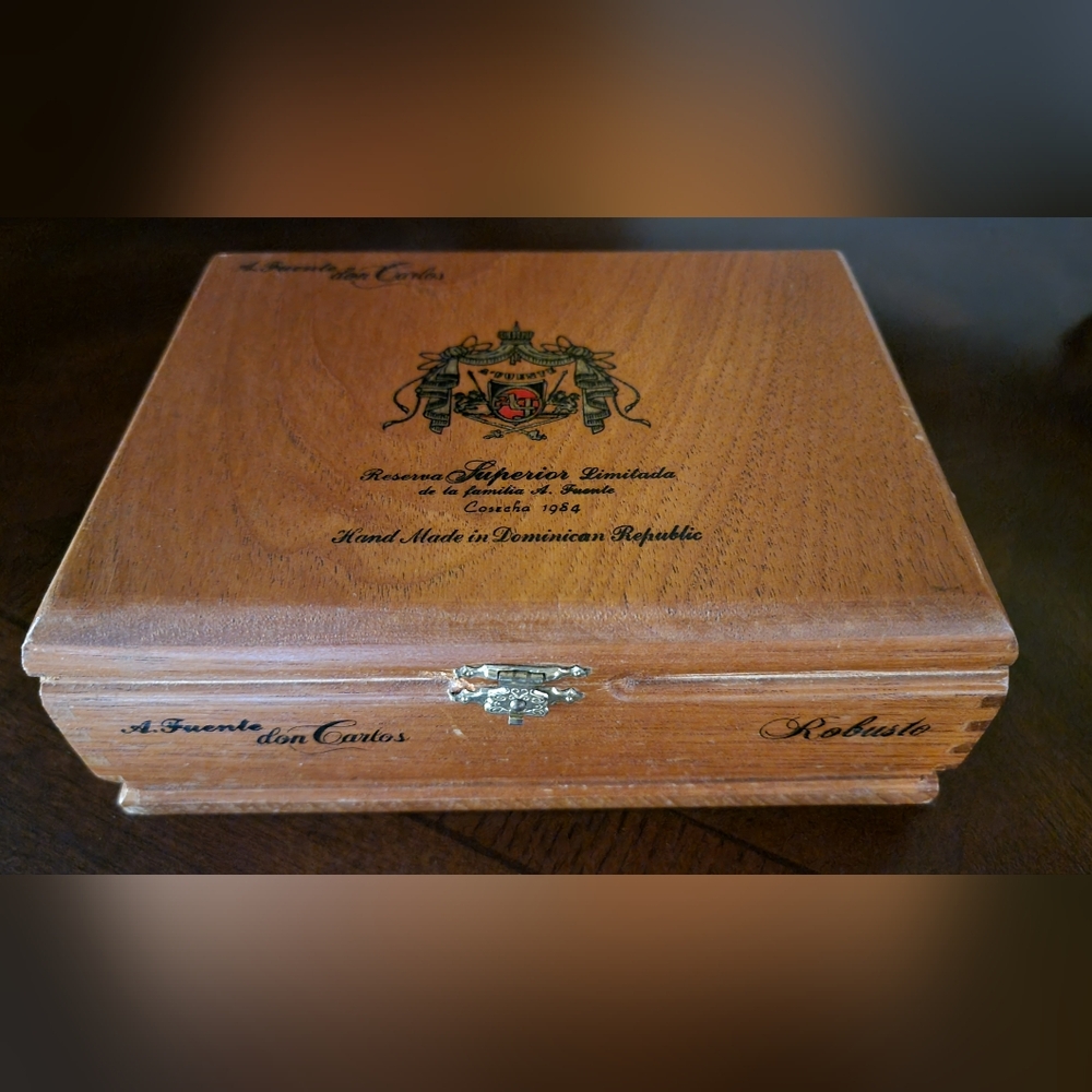Adolfo Fuente Wooden Cigar Box with Crest